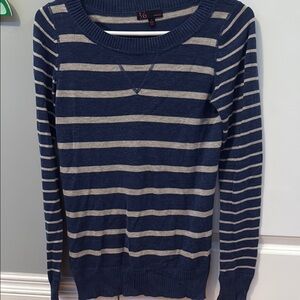 Women's Navy and Gray Striped Sweater